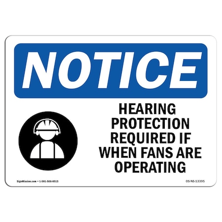 Signmission OSHA, Hearing Protection Required With Symbol, 5in X 3.5in Decal, 10PK, OS-NS-D-35-L-13395-10PK OS-NS-D-35-L-13395-10PK